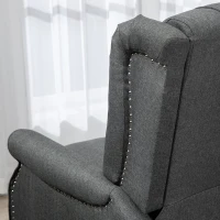 HOMCOM Wingback Reclining Chair with Footrest, Button Tufted Recliner Chair with Rolled Armrests for Living Room, Dark Grey(m-9)