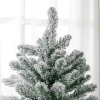 HOMCOM 6 Foot Artificial Flocked Christmas Tree with Snow, Metal Stand, Hinged Xmas Tree for Home Office Holiday(m-10)