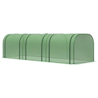 Outsunny 9.7' x 3.3' x 2.5' Mini Tunnel Greenhouse with PE Cover Garden Green Grow Shed with Steel Frame Zipped Doors, Dark Green(m-11)