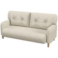 HOMCOM 58" 2 Seat Sofa, Modern Love Seats Furniture, Upholstered 2 Seater Couch, Solid Wood Frame, Beige(m-11)