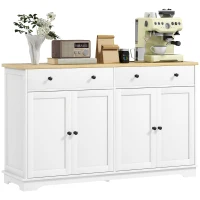 HOMCOM Modern Sideboard, Buffet Cabinet with Storage Drawers, Adjustable Shelves for Living Room, Dining Room, Entryway, White(m-11)