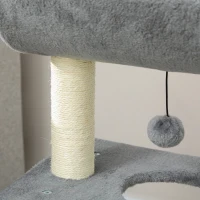 PawHut Small Cat Tree with Perch, Scratching Posts, Pad, Bed, Toy Balls, Light Grey(m-10)