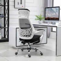 Vinsetto Ergonomic High Back Mesh Office Chair Swivel Reclining Computer Desk Chair with Retractable Footrest, Headrest, Padded Armrest(m-8)