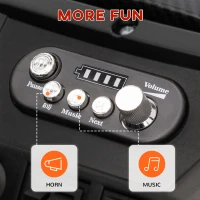 Qaba 2 Seater 24V Electric Car for Kids w/ Remote Control, 3 Speed, LED Lights, Music, Horn, Spring Suspension, Red(m-10)