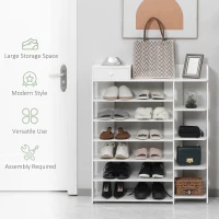 HOMCOM Shoe Rack Storage Shoe Organizer with Drawer, Boot Rack, for Entryway Closet Hallway, 35.4"x11"x41.7", White(m-5)