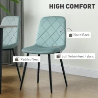 HOMCOM Dining Chairs Set of 4, Upholstered Dining Room Chairs with Steel Legs, Modern Kitchen Chair for Dining Room, Green(m-4)