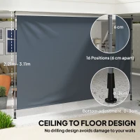 Outsunny 13' x 10' Manual Retractable Patio Awning, Outdoor Privacy Screen with UPF30+ & Water-Resistant Fabric, Dark Grey(m-4)