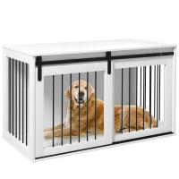 PawHut 46.5" Dog Crate Furniture, Dog Crate End Side Table for Extra Large Dogs, White(m-11)