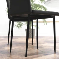 HOMCOM High Back Dining Chairs, Modern Upholstered PU Leather Accent Chairs with Metal Legs for Kitchen, Set of 6, Black(m-6)