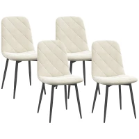HOMCOM Dining Chairs Set of 4, Upholstered Dining Room Chairs with Steel Legs, Modern Kitchen Chair for Dining Room, Cream(m-11)
