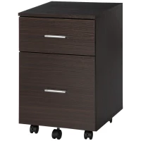 Vinsetto Mobile Filing Cabinet, Vertical File Cabinet with 2 Drawers, Wheels, for Letter or A4 File, Brown(m-2)
