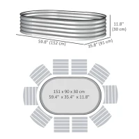 Outsunny 5' x 3' x 1' Large Outdoor Planter Box, Galvanized Raised Garden Bed with Metal Plant Stake, Silver(m-3)