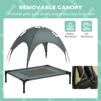 PawHut Elevated Dog Bed with Canopy, Portable Raised Dog Cot for M Sized Dogs, Indoor & Outdoor, 30" x 24" x 29", Grey(m-6)