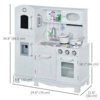 Qaba Large Kids Kitchen Playset With Telephone, Water Dispenser Simulation Cooking Set(m-3)