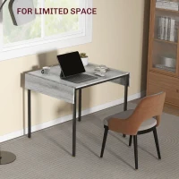 HOMCOM Drop Leaf Folding Dining Table for Small Space, Extendable Kitchen Table for 2 to 4 People, Grey(m-5)