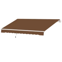 Outsunny 10' x 8' Manual Retractable Awning, Sun Shade Shelter Canopy, with Aluminum Frame and UV Protection for Patio Deck Yard Window Door, Coffee(m-11)