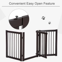 PawHut Free Standing Wooden Pet Gate Indoor Dog Barrier Foldable Step Over Doorway Fence Safety Gate with Open Door Z Shape 3 Panel(m-5)