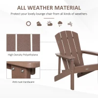 Outsunny Adirondack Chair, HDPE Fire Pit Chair, Weather Resistant Outdoor Chair for Patio, Garden, Backyard, Lawn, Brown(m-6)