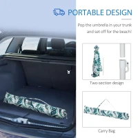 Outsunny Beach Umbrella, 6.5' Easy-Assembly Sun-Shade Shelter with Sandbags and Carry Bag, Cool UV50+, Green(m-6)