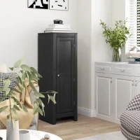 HOMCOM Kitchen Pantry Storage Cabinet with Adjustable Shelves, Small Storage Cabinet with Door and Shelves, Black(m-7)