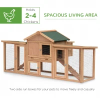 PawHut 80" Chicken Coop, Wooden Outdoor Chicken Cage Poultry Hen House with Nesting Box, Double Runs, Removable Tray, Ramps, for Garden Backyard(m-4)