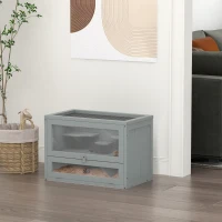 PawHut 24 Inch Hamster Cage, 2 Levels Small Animals Habitat Pet House with Openable Roof, Run Space, Platforms, Grey(m-8)