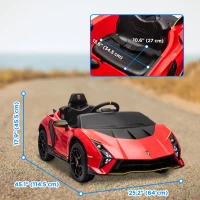 Qaba 12V Lamborghini Autentica Licensed Kids Car with Remote Control, 4 Wheels Spring Suspension, Soft Start, Red(m-3)