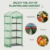 Outsunny Portable Greenhouse, Outdoor Hot House Plant Flower Greenhouse with 4 Tier Shelves, Steel Frame, PE Cover, Dark Green(m-7)