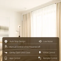 HOMCOM Automatic Smart Curtains System with Alexa, WiFi App, 180", White(m-7)