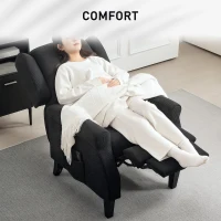HOMCOM Push Back Recliner Chair, Vibration Massage Recliner for Living Room with Extendable Footrest, Remote, Pocket, Black(m-7)