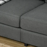 HOMCOM Modern 3-Seater Sofa for Bedroom, 71" Linen Fabric Couch with Slatted Frame and Rubber Wood Legs - Dark Gray(m-9)