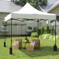 Outsunny 10' x 10' Replacement Canopy Top for Pop Up Canopy Tent with 4 Sand Bags, UPF50+ Protection, White(m-8)