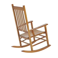Outsunny Outdoor Rocking Chair, Patio Rocking Chair with Smooth Curves, High Density Wooden Rockers for Lawn Garden Porch, Supports Up to 350lbs, Natural(m-7)