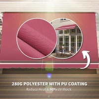 Outsunny 10' x 8' Retractable Awning, Patio Awnings, Sunshade Shelter w/ Manual Crank Handle, UV & Water-Resistant Fabric and Aluminum Frame for Deck, Balcony, Yard, Red(m-5)