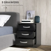 HOMCOM Bedside Table Set of 2, Modern Nightstand with Drawers and High Gloss Fronts, Night Table for Bedroom, Black(m-5)