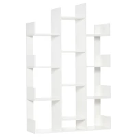 HOMCOM Tree Bookshelf, Modern Freestanding Bookcase with 13 Open Shelves, Display Unit for Living Room, Study or Office, White(m-1)