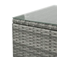 Outsunny 3 Pieces Patio PE Rattan Bistro Set Cushioned Armchair Sofa and Coffee Table Outdoor Furniture(m-10)