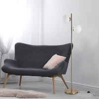 HOMCOM Floor Lamp w/ 2pcs Glass Lamp Shade Modern Portable Decorative Lamp, White(m-6)