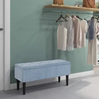 HOMCOM Modern Storage Bench, Ottoman with Storage and Teddy Velvet Upholstery for Living Room, Bedroom, Blue(m-8)