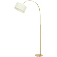 HOMCOM 6FT Arch Shape Floor Lamp with 180° Flexible Lampshade, Adjustable Pole, and Metal Round Base, Cream White(m-11)