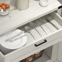 HOMCOM Modern Farmhouse Sideboard with Storage, Buffet Cabinet with 2 Barn Doors and Drawer for Dining Room, White Oak(m-9)