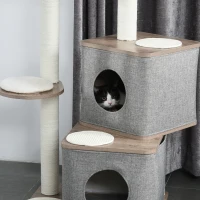 PawHut 44" H Feline Cat Tower Tree House with Sisal Scratching Posts, Soft Relaxing Cushions, & Many Perches/Condos(m-8)