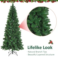 HOMCOM 6.9ft Christmas Tree Artificial Evergreen Spruce Xmas Tree Holiday Decor Indoor Outdoor w/ Stand 631 Branch Tips Seasonal Decoration Green(m-7)