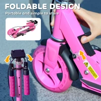 Qaba Scooter for Kids Ages 3-8 with Light Up Wheels, Adjustable Handlebar, Rear Brake & Handbrake for Girls and Boys, Pink(m-7)