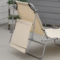 Outsunny Outdoor Lounge Chair with Sun Shade for Beach, Camping, Hiking, Backyard, Beige(m-9)