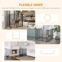 PawHut Dog Playpen DIY Adjustable, Puppy Play Pen Dog Fences Indoor with Automatically Close Lock, Pet Door for Doorway Stair, Fireplace Christmas Tree Barrier, 6-Panel, 35''H(m-4)