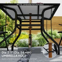 Outsunny 36" x 36" x 28" Square Patio Dining Table with Umbrella Hole, Easy to Clean Top & Rustproof Steel Frame, for Garden Pool(m-5)