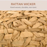 PawHut 20.5" Weaved Cat Bed, Elevated Hand-woven Braided Banana Leaf Kitten House Condo with Cushion, Natural(m-5)