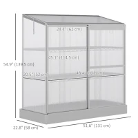 Outsunny Aluminum Cold Frame Greenhouse, Raised Planter Bed Protection with Openable Top and 2 Shelves for Outdoor Indoor(m-3)