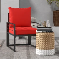 Outsunny Patio Chair Cushions, Thick Deep Seat Outdoor Seat Cushion with Back Cushion, Red(m-5)